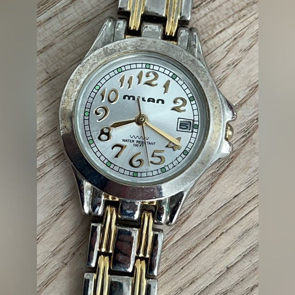 Milan Ladies Watch Two Tone Bracelet Silver Dial Date Window - Picture 3 of 11